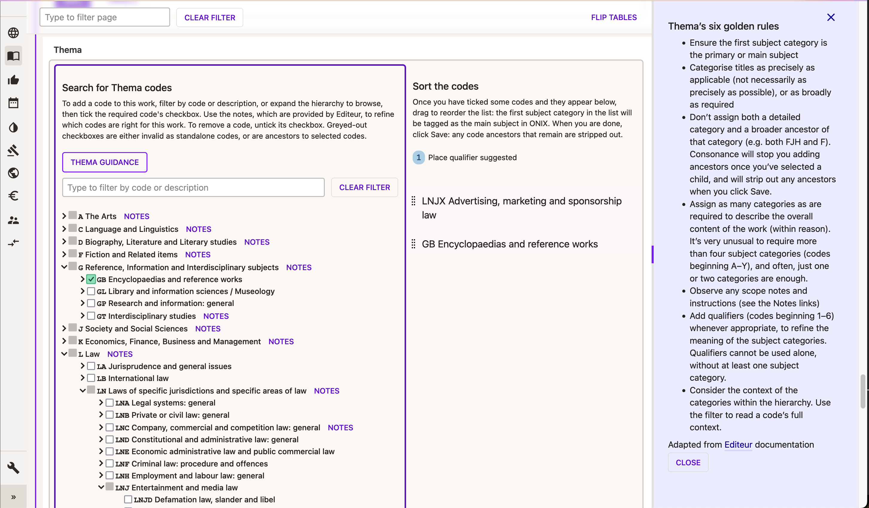 The Thema code picker